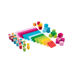 Lesene barvne ploščice, človečki in kocke